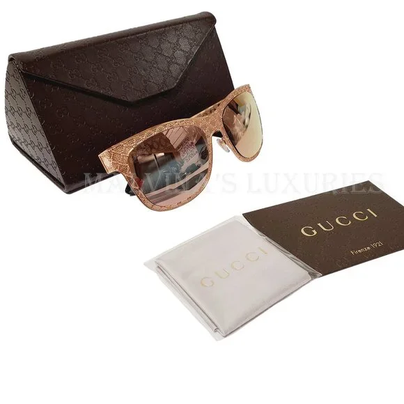 GUCCI SUNGLASSES GG 4266/S GOLD COPPER DIAMOND GG MONOGRAM 